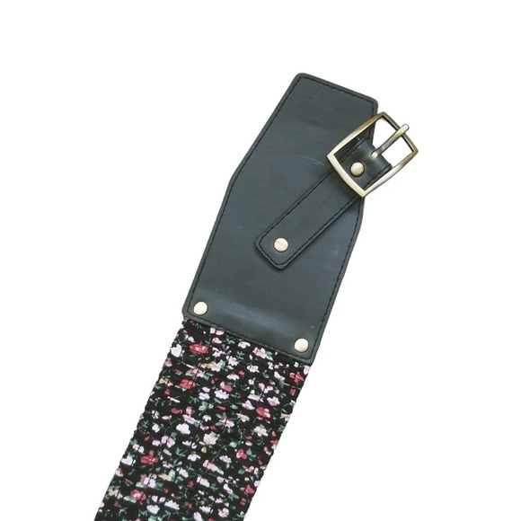 Ardene Spain Division Elastic Stretch Belt Asymmetric Faux Leather Floral  S/M - Picture 6 of 11